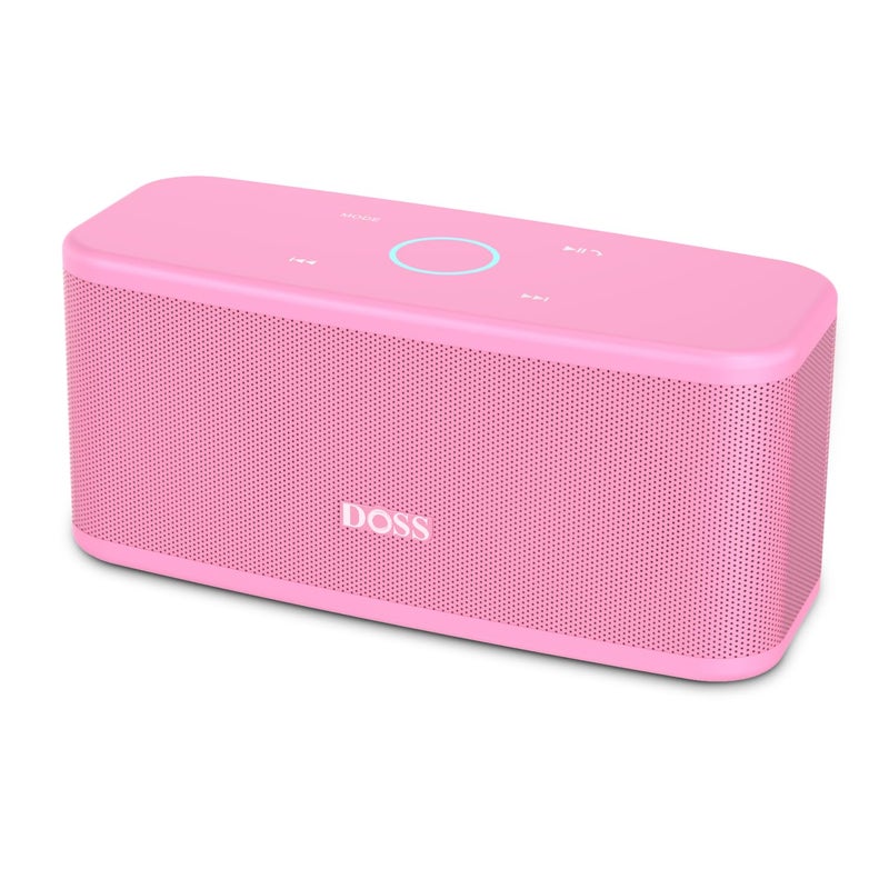 DOSS SoundBox Plus Bluetooth Speaker with Superior Sound, Bluetooth 5.0, Wireless Stereo Pairing, Built-in Mic, 20H Playtime, Portable for Hking, Beach, Camping. Outdoor, Home - Pink - Image 1